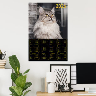 Affiche Calendrier mural 2026 – Chat Maine Coon Majestueux