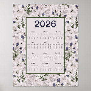 Affiche Calendrier mural 2026 Papillons Chardon