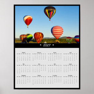 Affiche Calendrier Mural 2027 Ballon à Air Chaud - Heure D