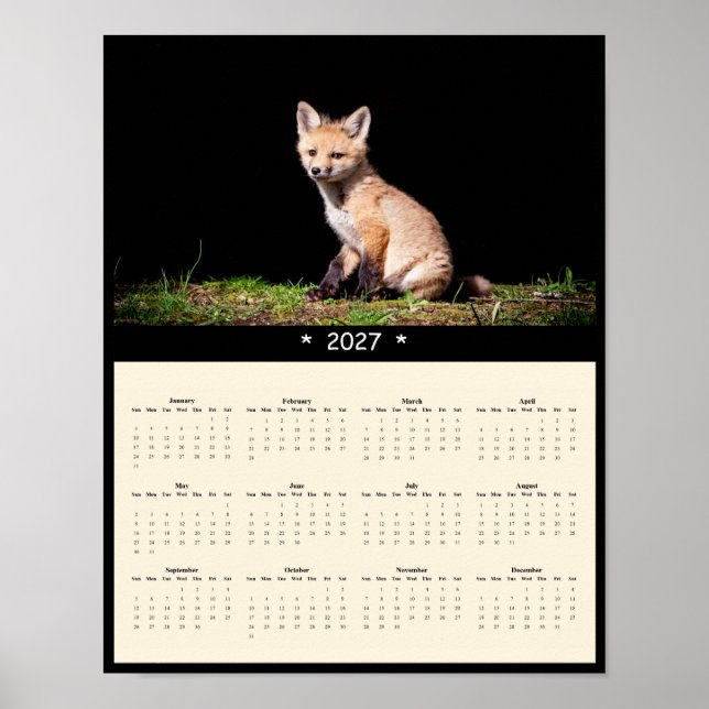 Affiche Calendrier mural 2027 de Kit Renard roux : Petit p (Devant)