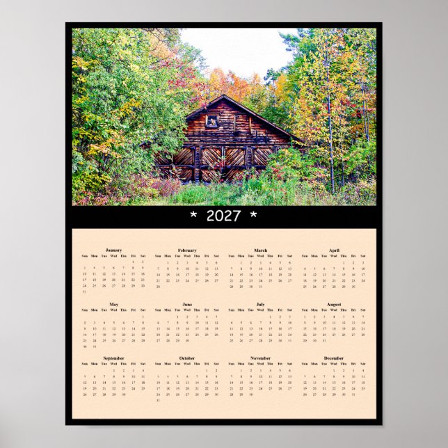 Affiche Calendrier mural 2027 de la grange d'automne - Aut (Devant)
