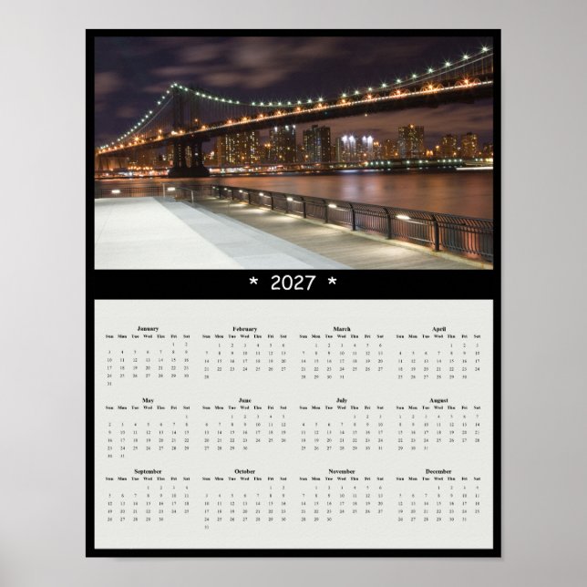 Affiche Calendrier mural 2027 du pont de Manhattan - Skyli (Devant)