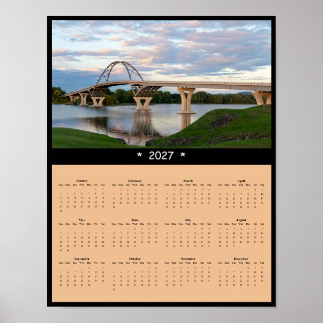 Affiche Calendrier mural 2027 du pont du lac Champlain - P (Devant)