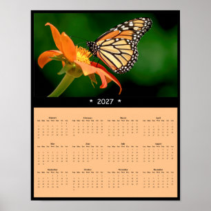 Affiche Calendrier mural 2027 Papillon monarque - Pollinis
