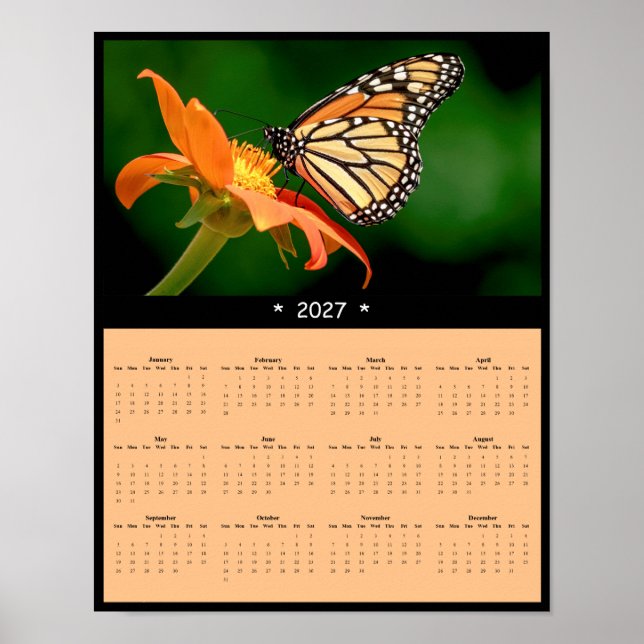 Affiche Calendrier mural 2027 Papillon monarque - Pollinis (Devant)