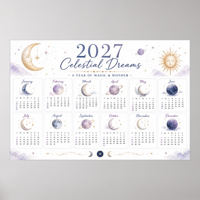 Affiche Calendrier mural 2027 Rêves célestes (Devant)