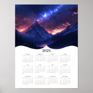 Affiche Calendrier mural annuel 2026 Montagne céleste