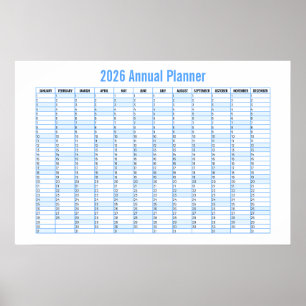 Affiche Calendrier mural annuel à vue 2026