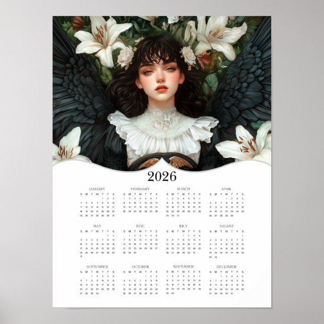 Affiche Calendrier mural annuel complet de l'ange 2026 (Devant)