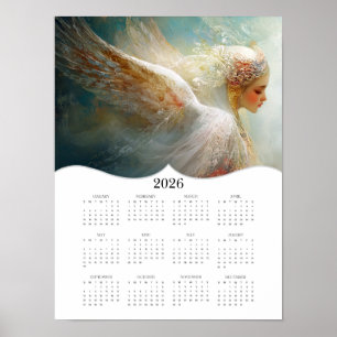 Affiche Calendrier mural annuel complet des anges 2026