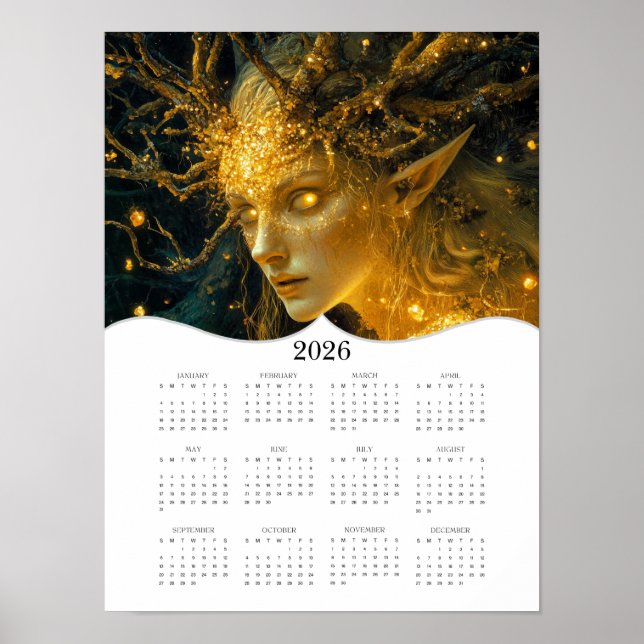 Affiche Calendrier mural annuel complet Elf 2026 (Devant)