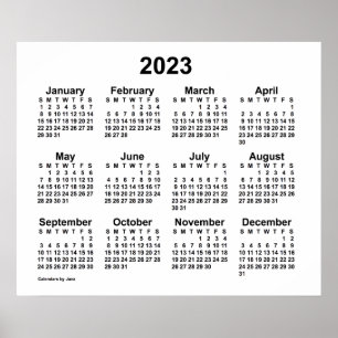 Affiche Calendrier mural blanc 2023 de Janz
