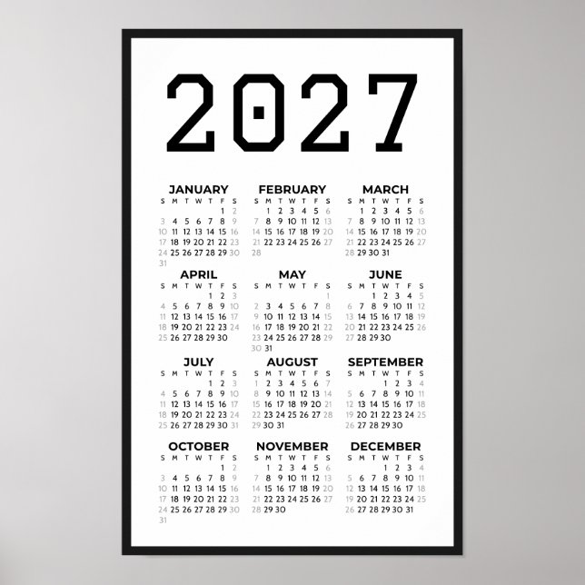 Affiche Calendrier mural de base pour l'année complète 202 (Devant)