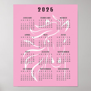 Affiche Calendrier mural de conception de beau cheval 2026