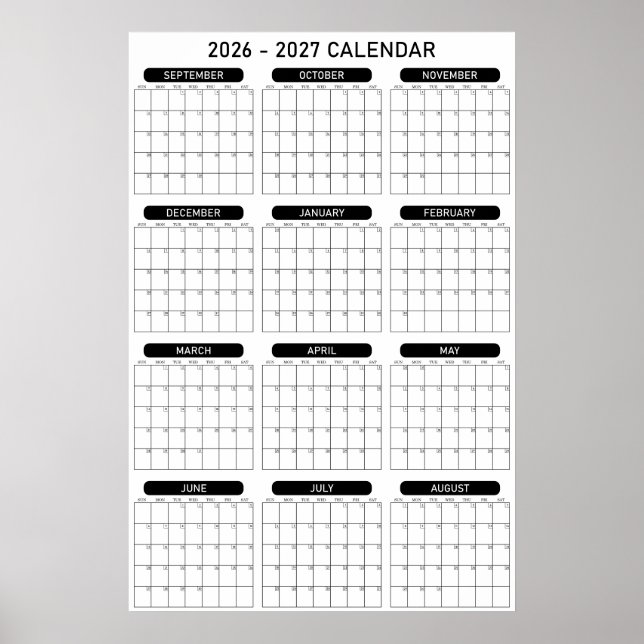 Affiche Calendrier mural de l'année universitaire 2026 - 2 (Devant)