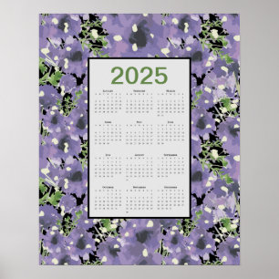 Affiche Calendrier mural des fleurs violettes 2025