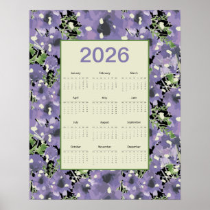 Affiche Calendrier mural Fleurs violettes 2026