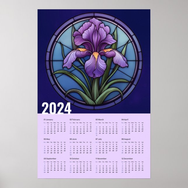 Affiche Calendrier mural Iris violet (Devant)