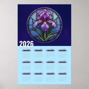 Affiche Calendrier mural Iris Violet 2026