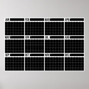 Affiche Calendrier mural minimaliste non daté vue d'ensemb