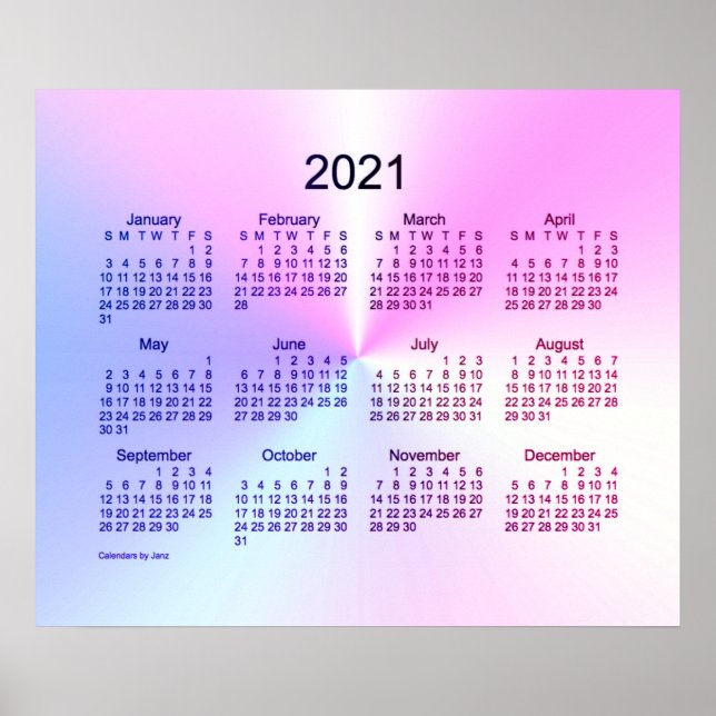 Affiche Calendrier mural scintillant de Miami 2021 par Jan (Devant)