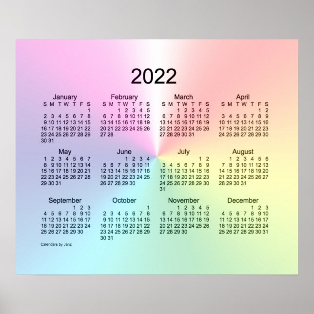 Affiche Calendrier mural Shimmer 2022 par Janz Print (Devant)