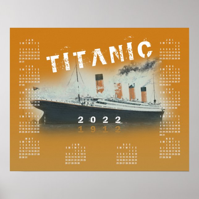 Affiche Calendrier Orange Brûlé RMS Titanic 2022 (Devant)