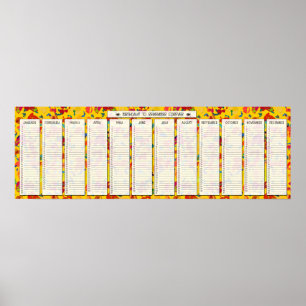 Affiche Calendrier perpétuel d'anniversaire Confettis Colo