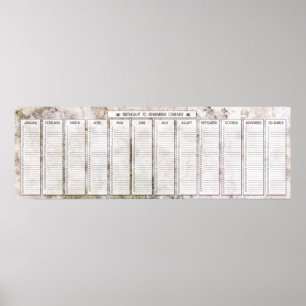Affiche Calendrier perpétuel d'anniversaire en Granite Ros