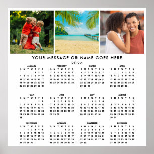 Affiche Calendrier personnalisé 2026 3 Collage de photos