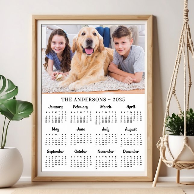 Affiche Calendrier personnalisé de l'année 2026 avec photo (Créateur téléchargé)