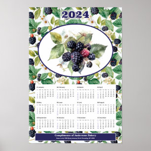 Affiche Calendrier personnalisé des Blackberries 2024