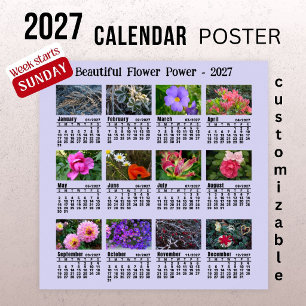 Affiche Calendrier Photo Fleur 2027 - Semaine du dimanche