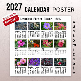 Affiche Calendrier Photo Fleur 2027 - Semaine du dimanche 