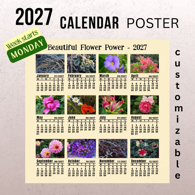 Affiche Calendrier Photo Fleur 2027 - Semaine Lundi  (Créateur téléchargé)