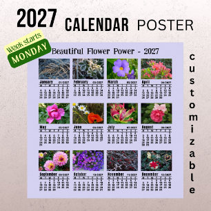Affiche Calendrier Photo Fleur 2027 - Semaine Lundi