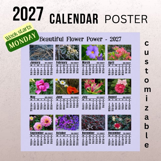 Affiche Calendrier Photo Fleur 2027 - Semaine Lundi  (Créateur téléchargé)