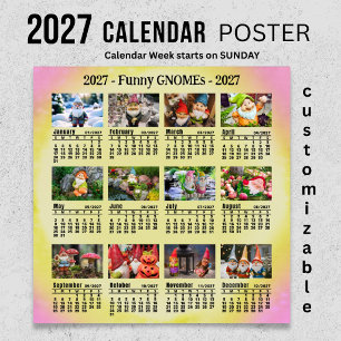 Affiche Calendrier Photo Personnalisable de 2027 avec des 
