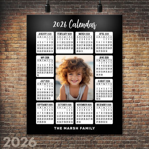 Affiche Calendrier - Photo verticale au centre noir