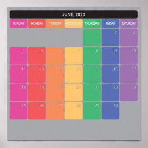 Affiche Calendrier planificateur de juin 2023 jours de cou
