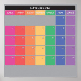 Affiche Calendrier planificateur de septembre 2023 coloré 