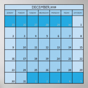 Affiche calendrier planificateur décembre 2017