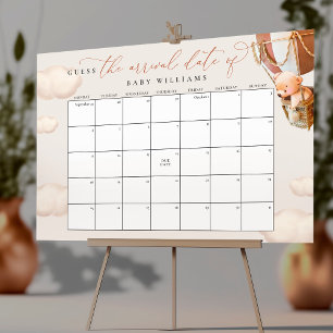 Affiche Calendrier pour deviner la date prévue Ours Brun