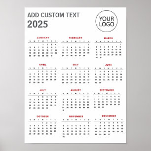 Affiche Calendrier professionnel 2025 avec logo et texte d