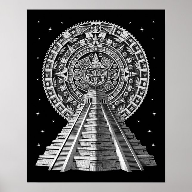 Affiche Calendrier Pyramide Aztec (Devant)