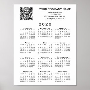 Affiche Calendrier QR 2026 personnalisé