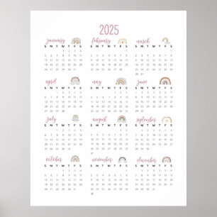 Affiche Calendrier Rainbows 2025 simple