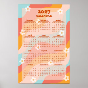Affiche Calendrier Rétro Groovy Wave 70s Vintage 2027