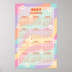 Affiche Calendrier Rétro Groovy Wave 70s Vintage 2027