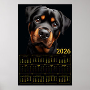 Affiche Calendrier Rottweiler 2026 Audacieux